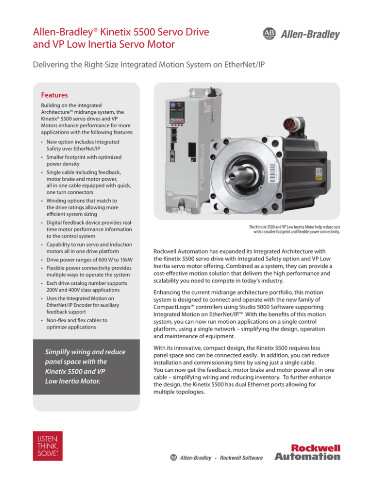 AllenBradley® 5500 Servo Drive and VP Low Inertia Servo