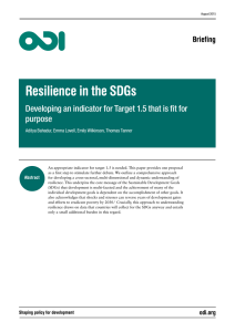 Resilience in the SDGs: developing an indicator for Target 1.5 that is