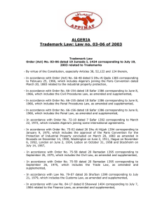 ALGERIA Trademark Law: Law no. 03-06 of 2003