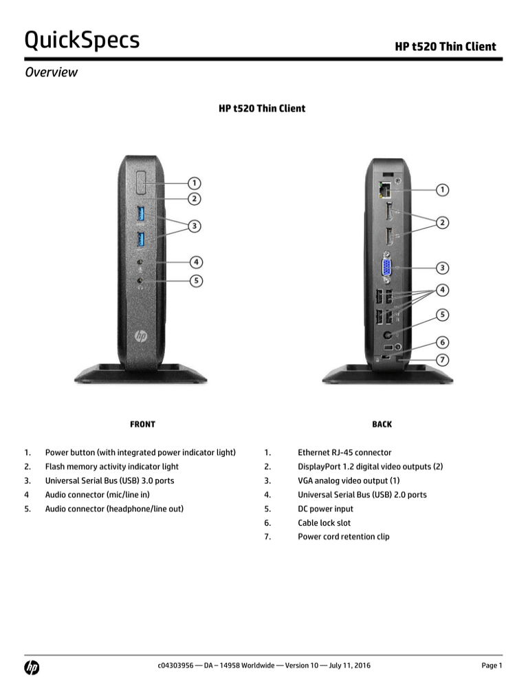 HP t520 Flexible Series Thin Client