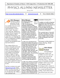 PHYSICS ALUMNI NEWSLETTER