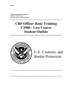 CBP Officer Basic Training Law Course Student Outline