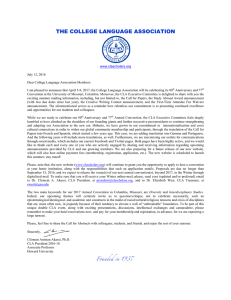 Letter from CLA President - College Language Association