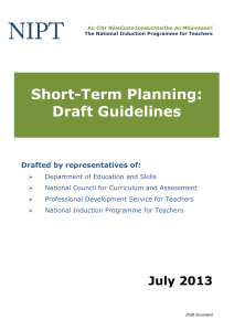 Short-term planning guidelines - NCCA Curriculum Planning Tool