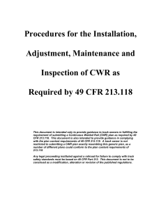 Procedures for the Installation, Adjustment, Maintenance and