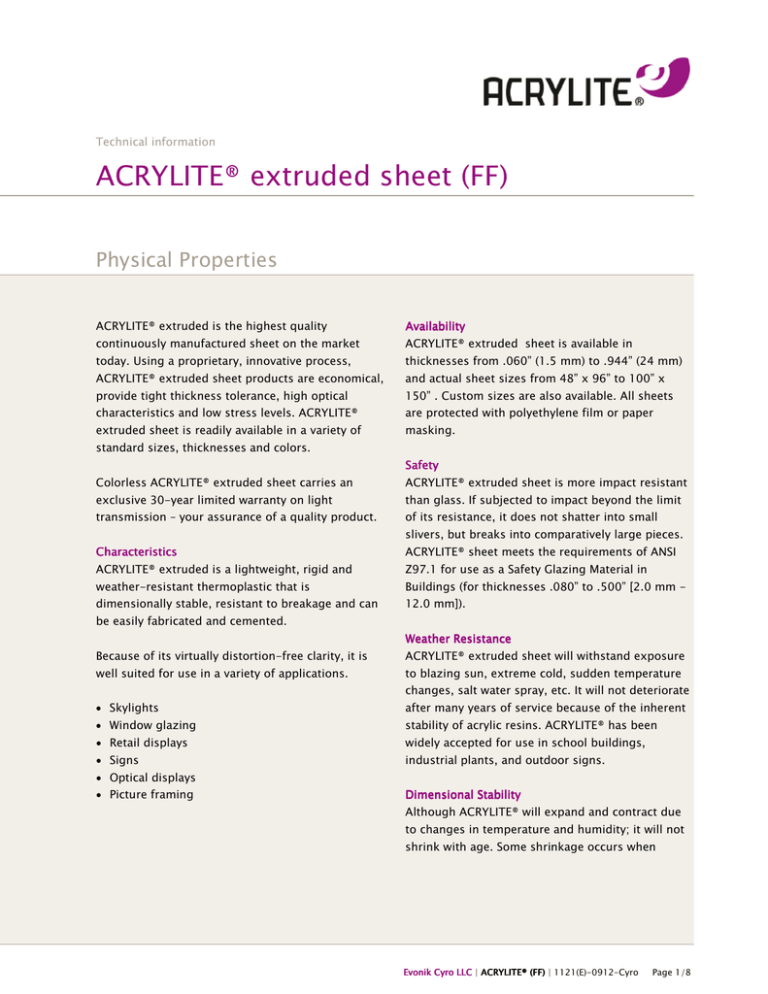 1121E FF Physical Properties