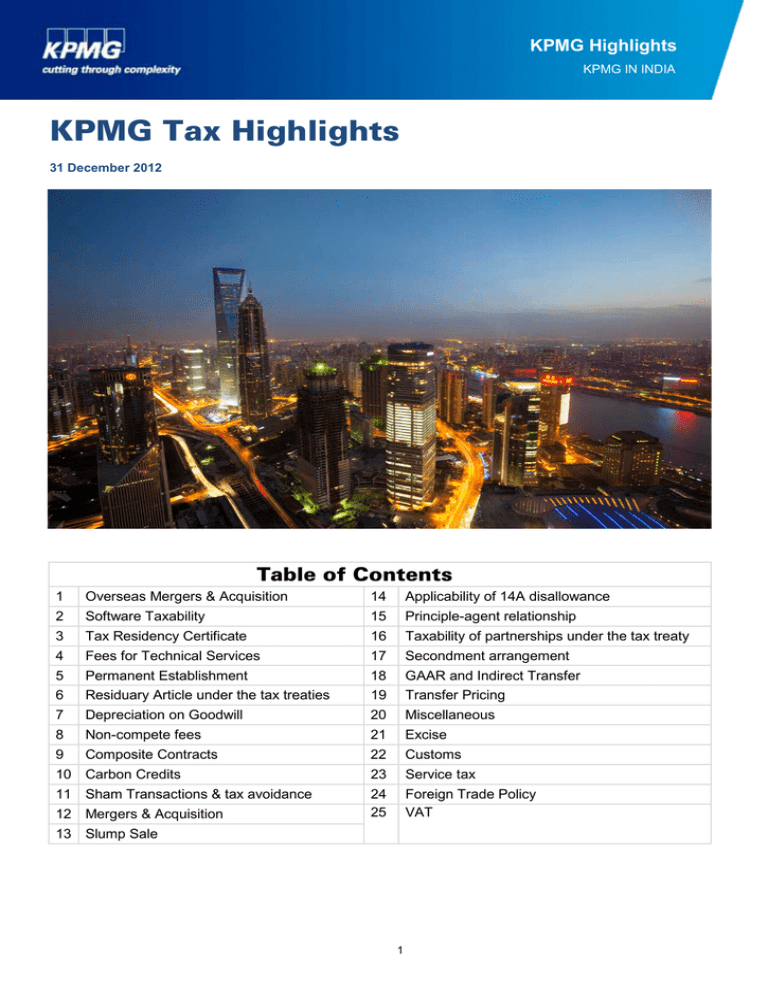 KPMG Tax Highlights