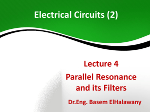 Parallel Resonance and Filters
