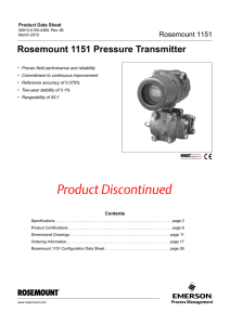 Rosemount 1151 Pressure Transmitter