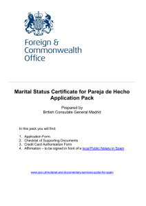 Marital Status Certificate for Pareja de Hecho Pack