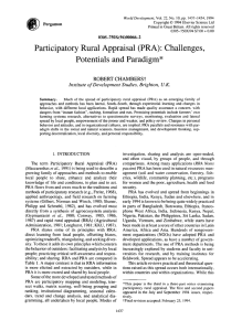 Participatory Rural Appraisal (PRA): Challenges