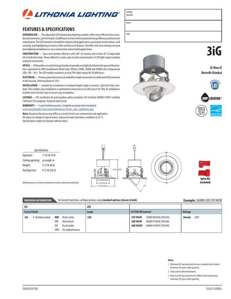 Specifications - Acuity Brands