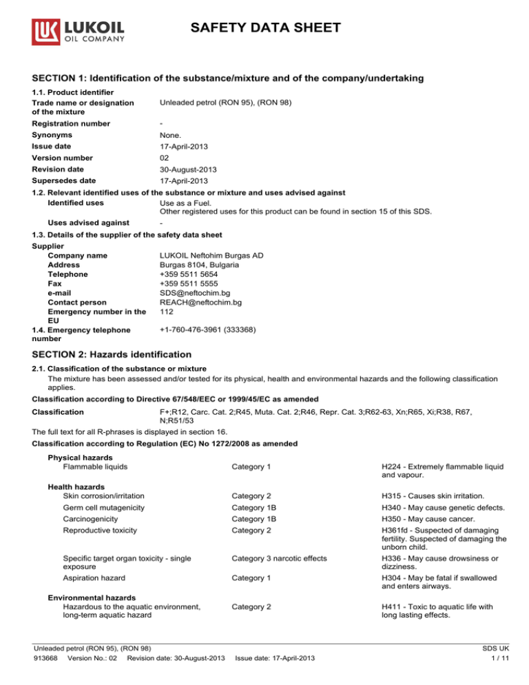 SAFETY DATA SHEET