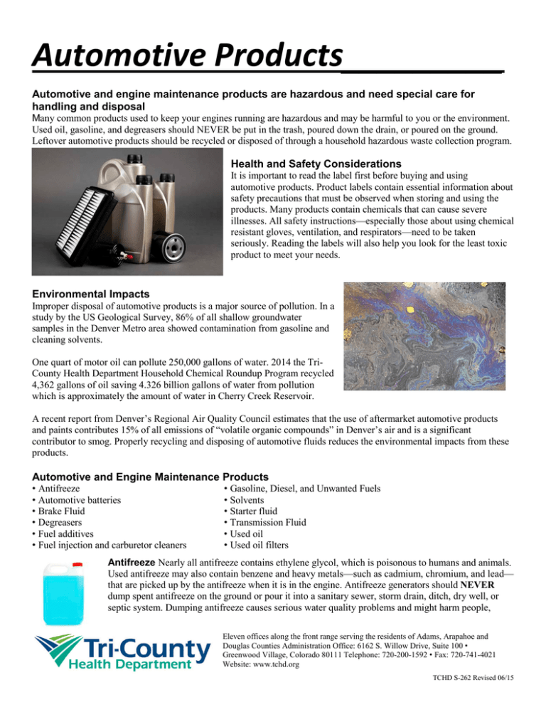 Auto Waste Fact Sheet Tri