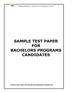 sample test paper for bachelors programs candidates