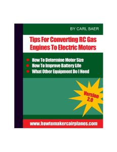 Tips For Converting RC Gas Engines To Electric Motors. By Carl Baer