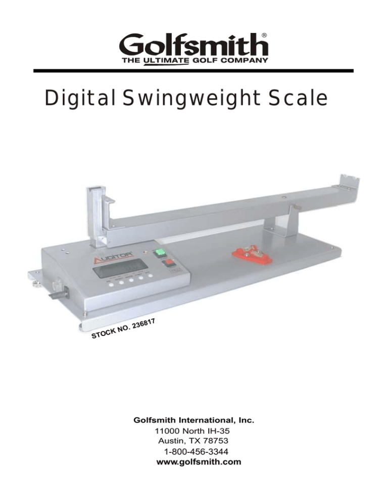 Golfsmith Digital Swingweight Scale User Manual