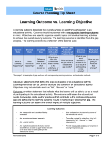 Tip Sheet: Learning Outcome vs. Learning Objective