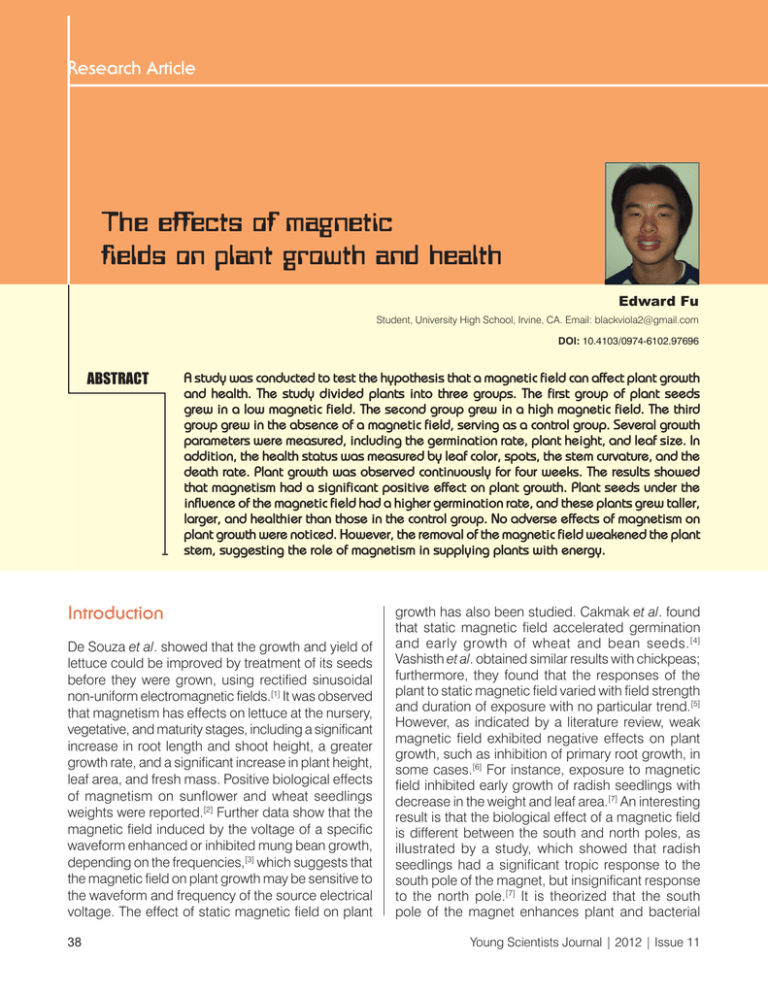 The effects of fields on plant growth and health