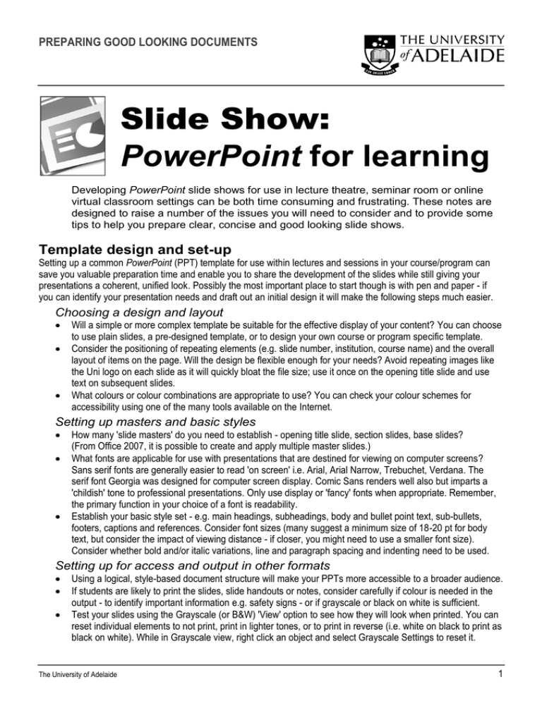 Slide Show PowerPoint for learning