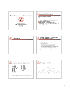 Seven Lectures on Statistical Parsing Attendee information