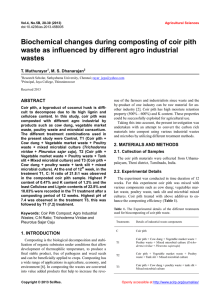 Biochemical changes during composting of coir pith waste as