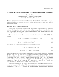 Natural Units Conversions and Fundamental Constants