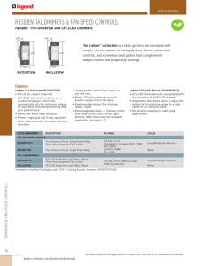 radiant TU and CFL LED Dimmers Catalog Page