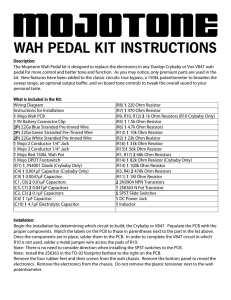 Wah Pedal Kit Instruction Manual
