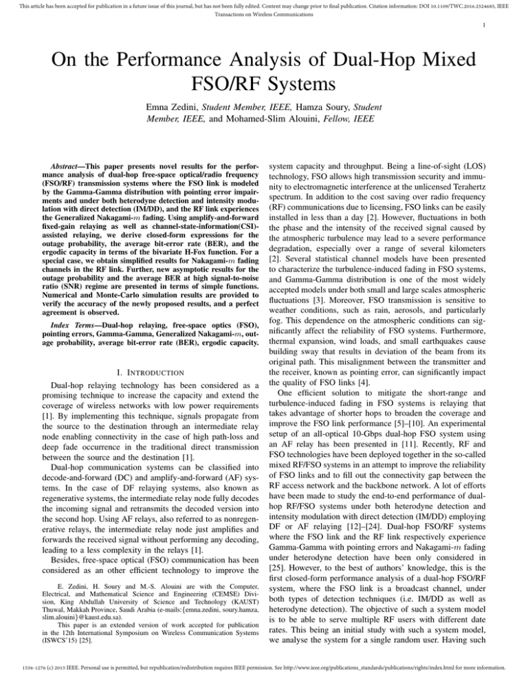 On the Performance Analysis of Dual