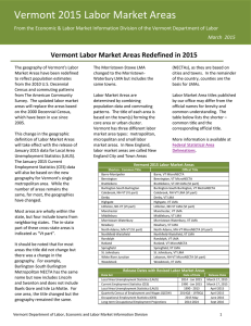2015 Labor Market Areas - Vermont Department of Labor