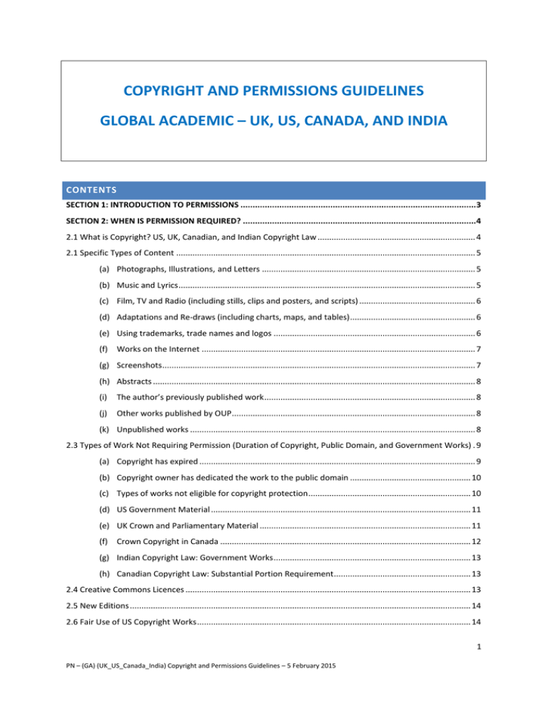 COPYRIGHT AND PERMISSIONS GUIDELINES GLOBAL