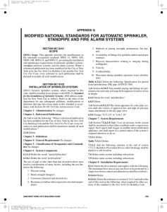 modified national standards for automatic sprinkler, standpipe and