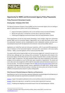 Opportunity for NERC and Environment Agency Policy Placements
