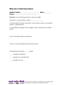 What Am I? Self-check Sheet