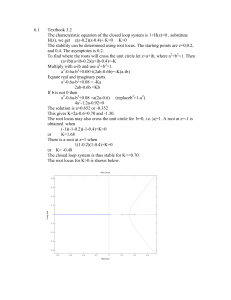 6.1 Textbook 3.2 The characteristic equation of the closed loop