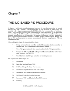 Chapter 7 THE IMC-BASED PID PROCEDURE