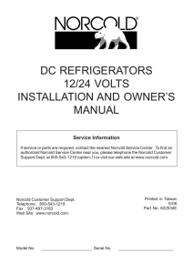dc refrigerators 12/24 volts installation and owner`s manual
