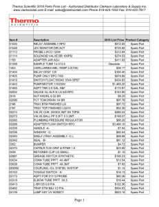 Thermo Scientific 2016 Parts Price List