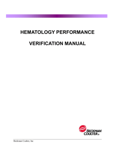 hematology performance verification manual