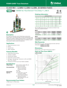 CLASS RK1 – LLNRK • LLSRK • LLSRK_ID SERIES FUSES