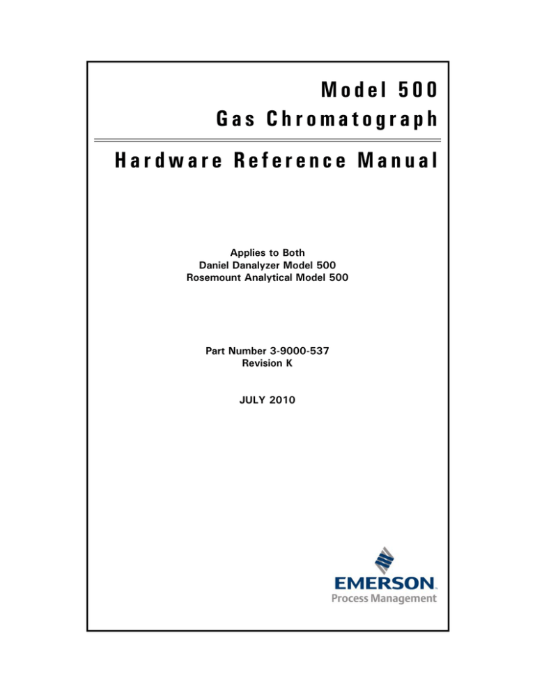 Model 500 Gas Chromatograph Hardware Reference Manual