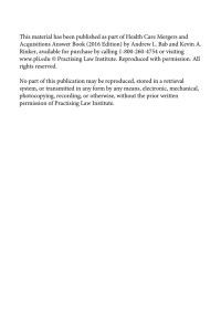 This material has been published as part of Health Care Mergers