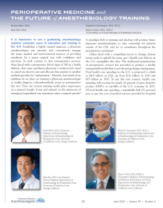 Perioperative Medicine and The Future of Anesthesiology Training