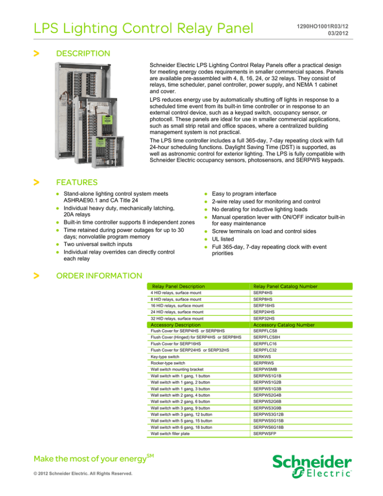 LPS Lighting Control Relay Panel