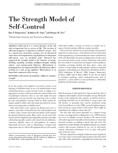 The Strength Model of Self-Control