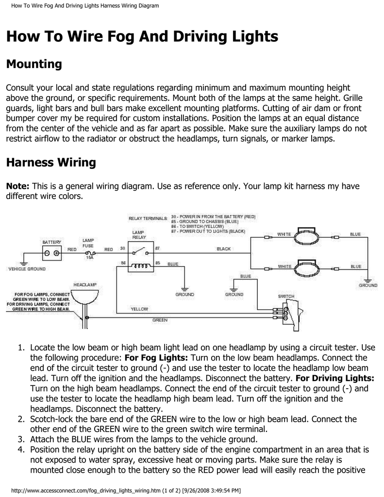 Driving Lights Harness Wiring Diagram