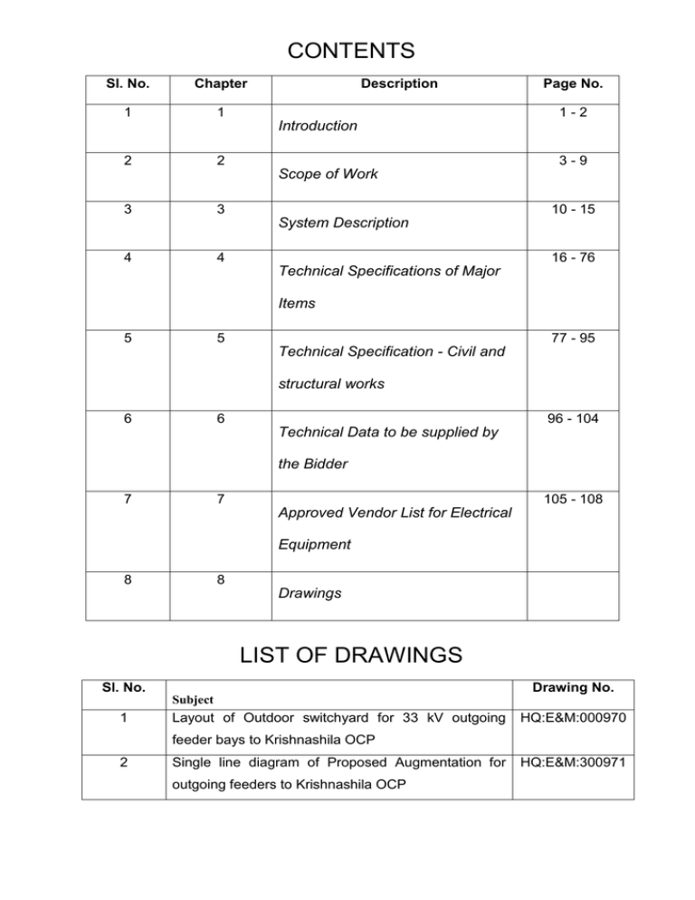 4 TECHNICAL SPECIFICATION OF MAJOR ITEMS