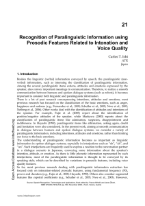 Recognition of Paralinguistic Information using Prosodic Features
