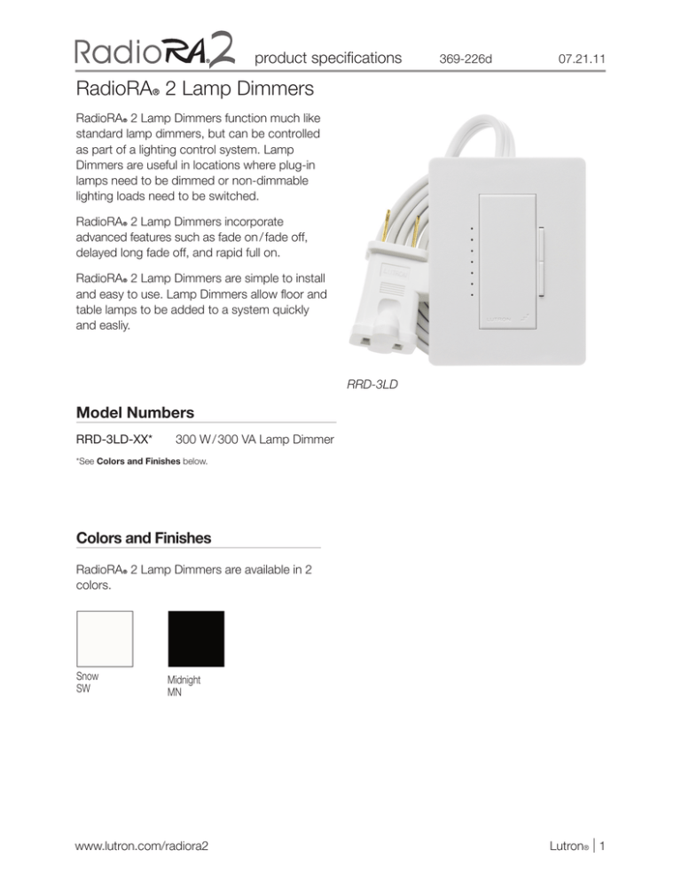 RadioRAR 2 Lamp Dimmers